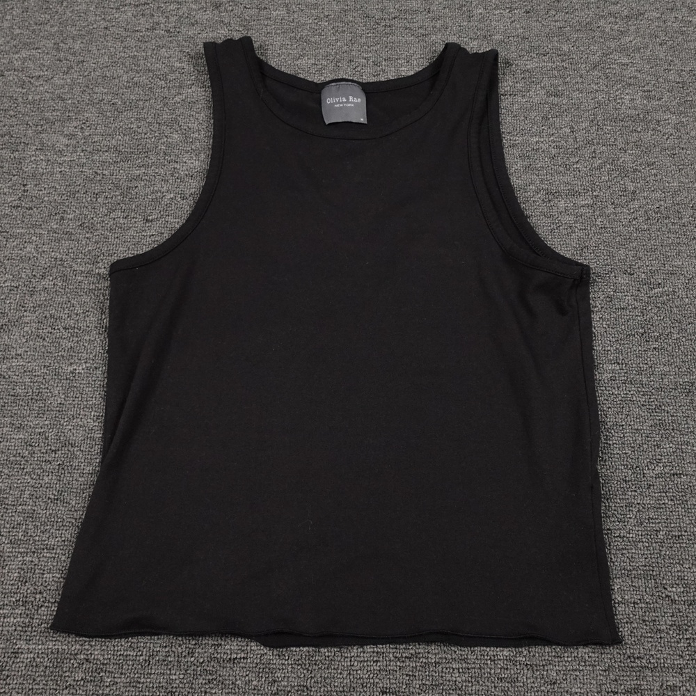 Olivia Rae Tank Top Womens Medium Black Basic Crew Neck Stretch Jersey Casual